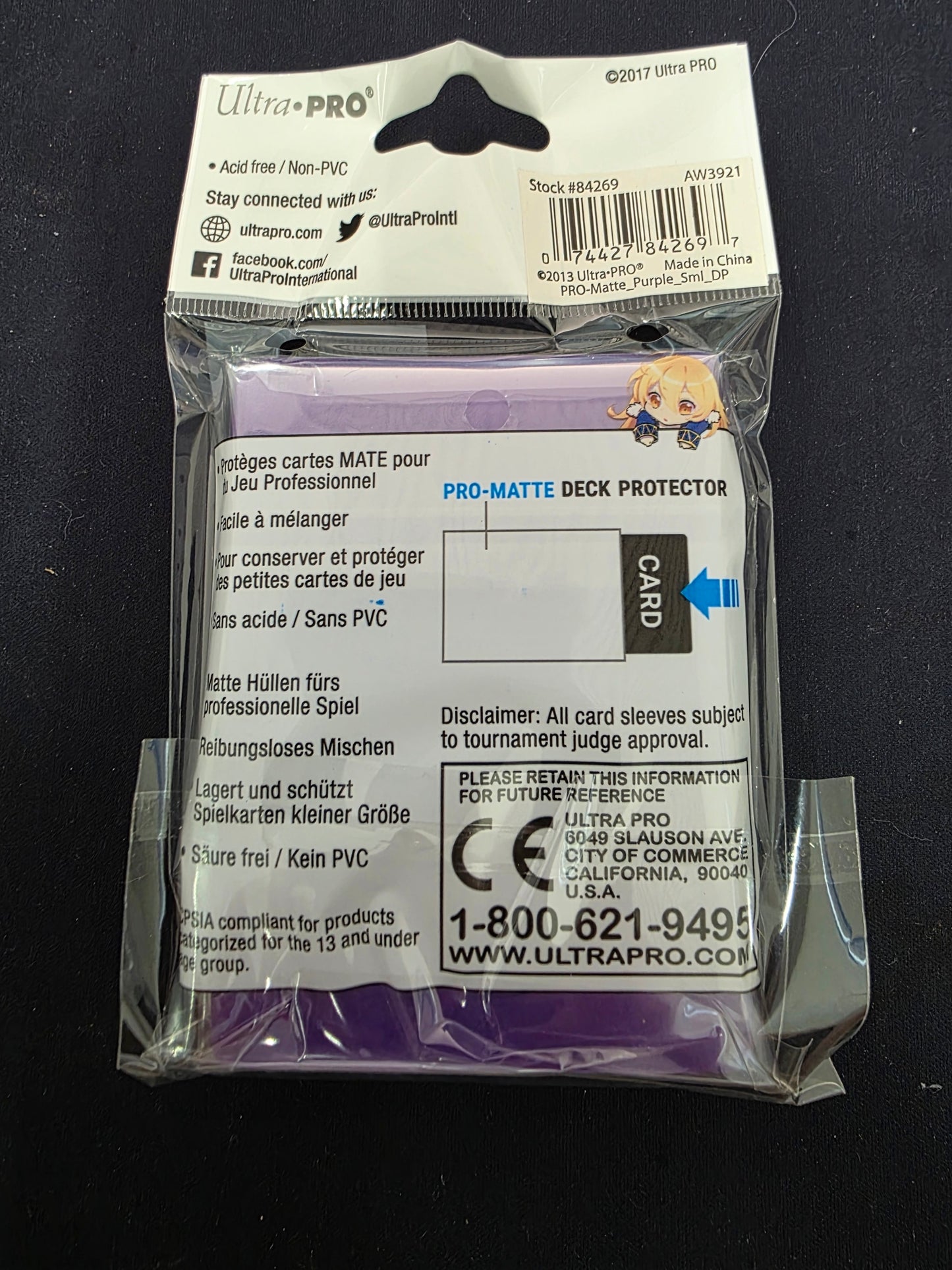 Ultra Pro: PRO-Matte 60ct Small Deck Protector sleeves: Purple 62mm x 89mm